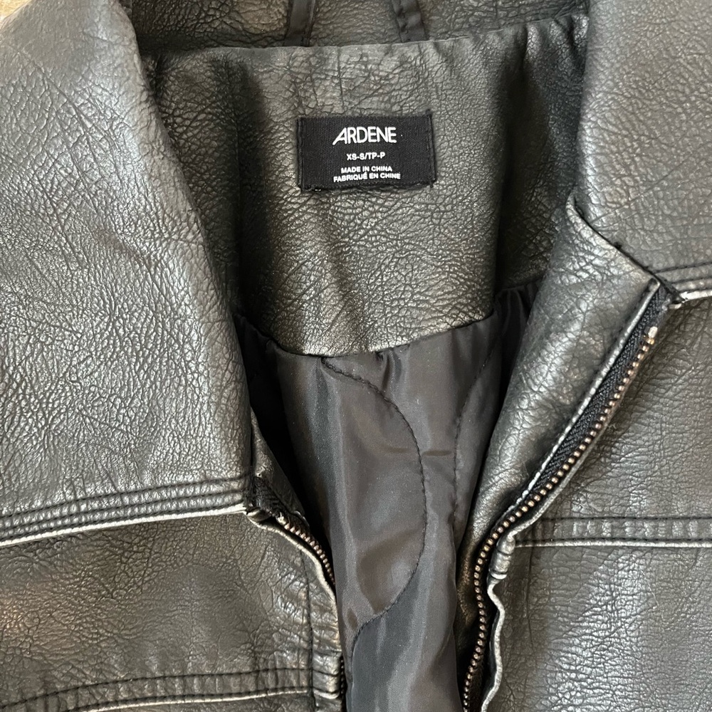 Ardene Black Faux Leather Bomber Jacket - Picture 2 of 5